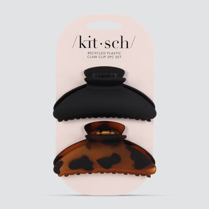 Recycled Plastic Medium Claw Clips in Black & Tort (2)