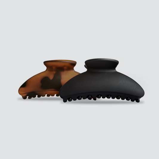 Recycled Plastic Medium Claw Clips in Black & Tort (2)