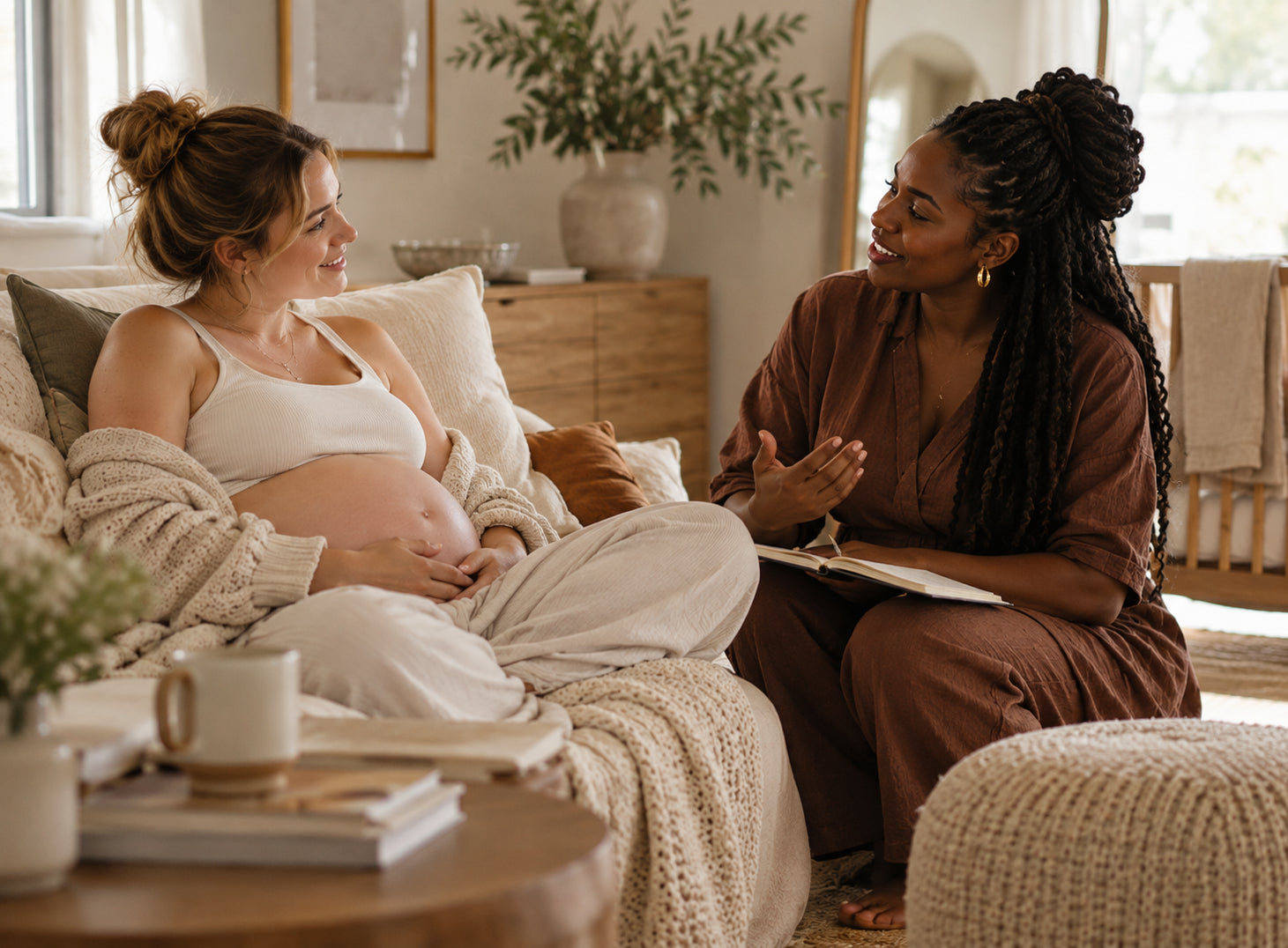 A doula's teaching materials on a table